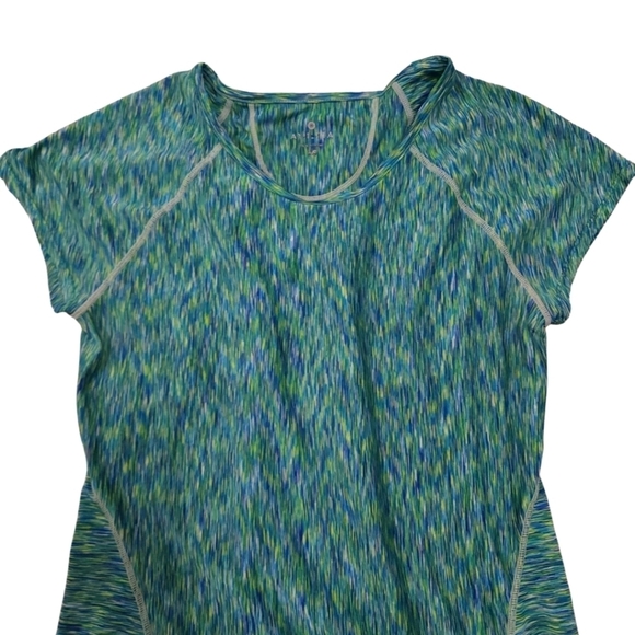 Athleta Pop Space Dye Shirt with Zipper Pocket in Green size XS - Picture 3 of 12